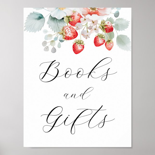 Póster Fresas Berry Sweet Books and Gifts Rótulo (Frente)