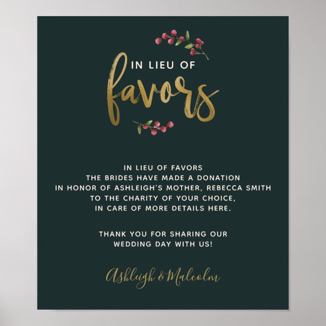 Póster Fresas De Acuarela En Lugar Del Rótulo Boda Favori (Frente)