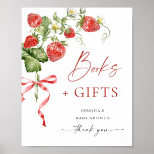 Póster Fresas de color de agua de moda para Baby Shower