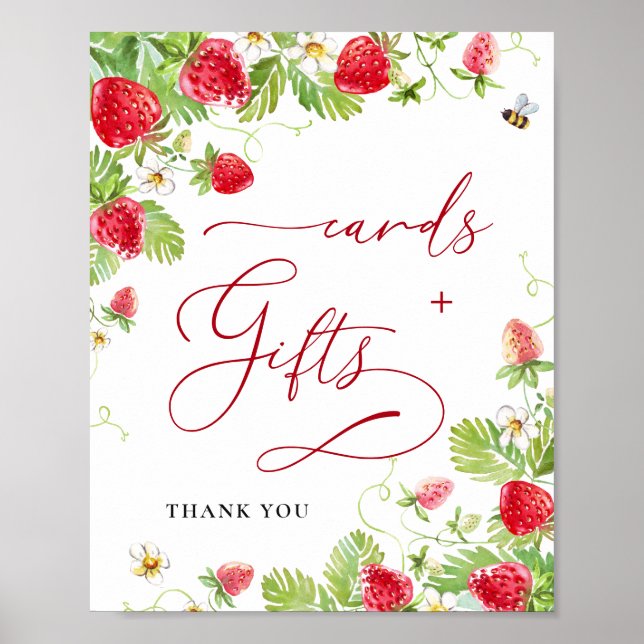 Póster Fresas de moda Tarjetas para bebés y regalos (Frente)