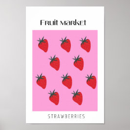 Póster Fresas del mercado de frutas