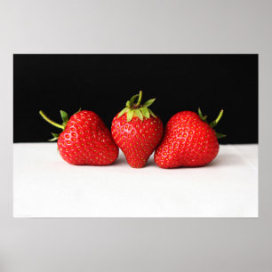 Póster Fresas en negro sobre wapcn blanco