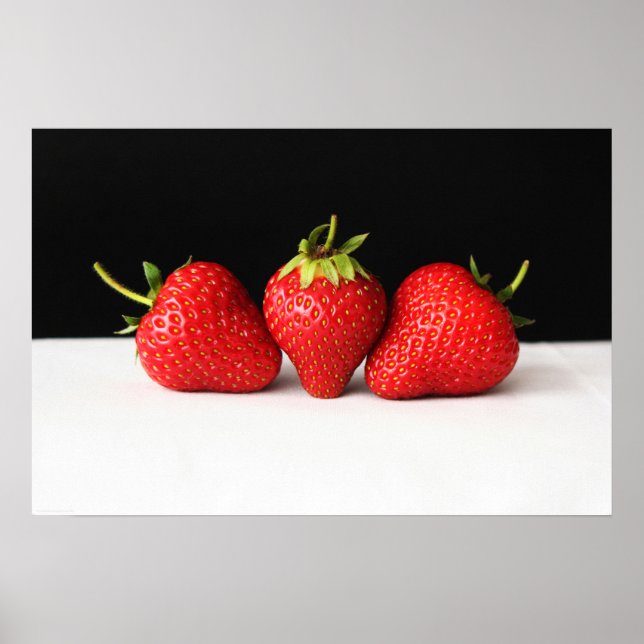 Póster Fresas en negro sobre wapcn blanco (Frente)