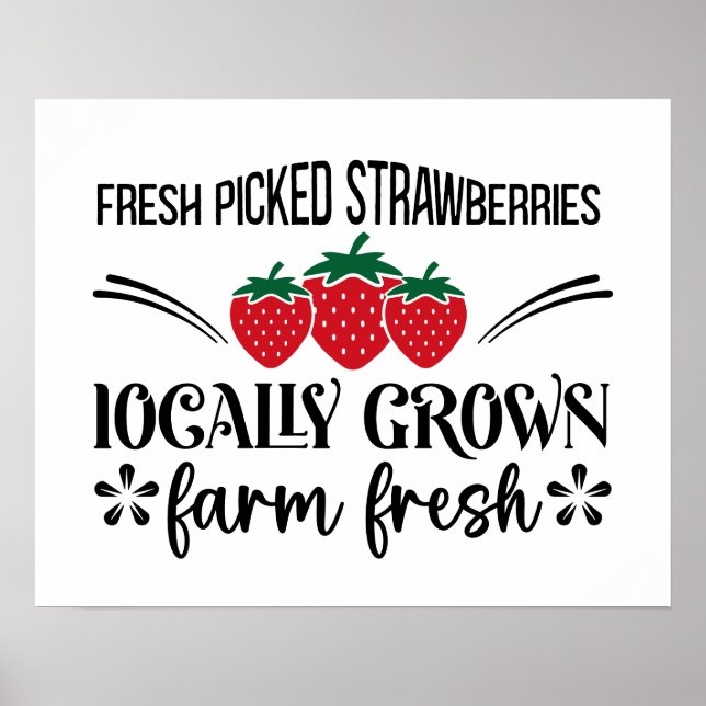 Póster Fresas frescas recolectadas localmente (Frente)