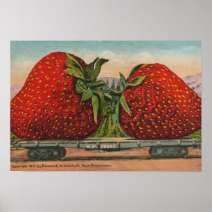 Póster Fresas Gigante Antiguo Fruta Diversión
