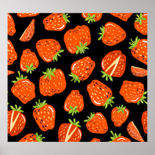 Póster Fresas negras: Textura vintage sin foco