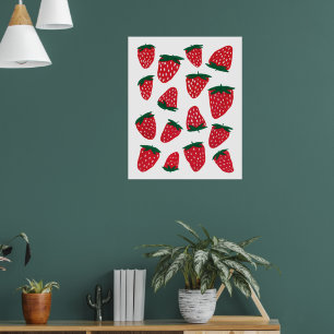 Póster Fresas orgánicas de verano - rojas y verdes