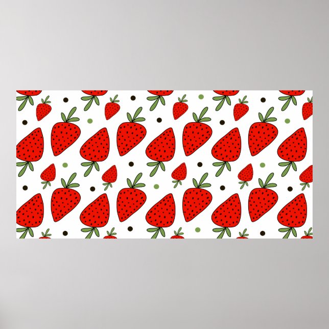 Póster Fresas rojas hermosas patrón continuo (Frente)