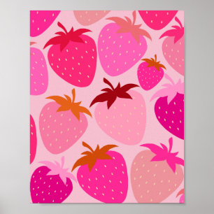 Póster Fresas rosas
