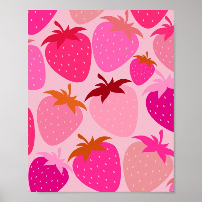 Póster Fresas rosas (Frente)