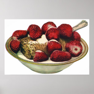 Póster Fresas sanas del cereal de desayuno de la comida