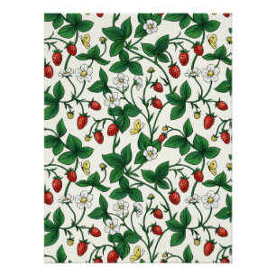 Póster Fresas silvestres rojas/amarillas/verdes/blanco ap