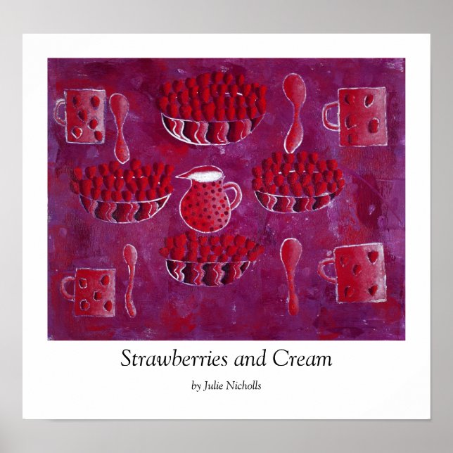 Póster Fresas y Crema Impreso (Frente)