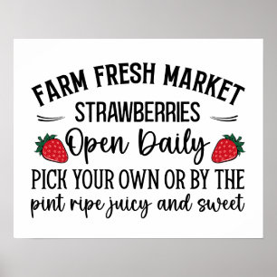 Póster Frescas fresas del mercado de la granja