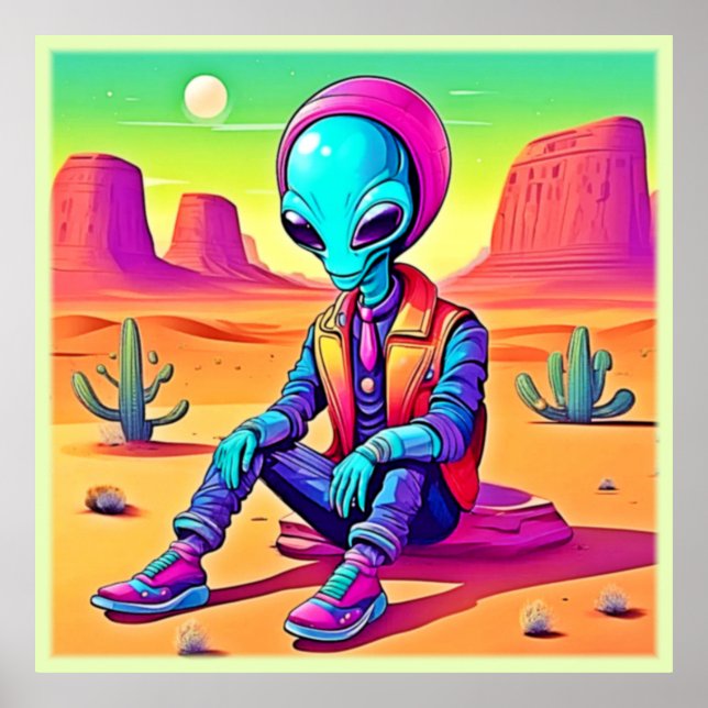 Póster Fresco Alien Desierto Genial (Frente)