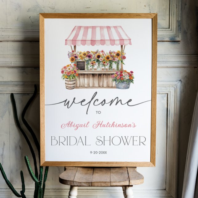 Póster Fresco de la ducha de novia del mercado - 18x24 (Fresh off the Market Bridal Shower - 18x24 Poster)
