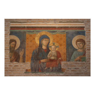 Póster Fresco De Madonna Y Niño