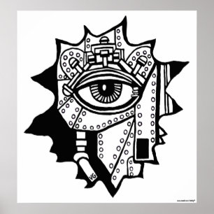 Poster fresco del arte gráfico del cyborg