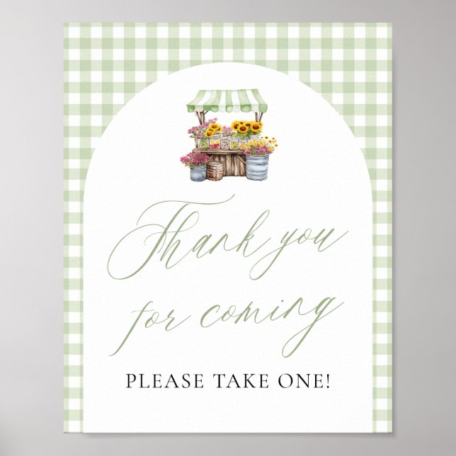 Póster Fresco verde fuera del mercado Gracias por venir (Frente)