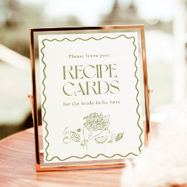 Póster Fresh Off the Market Bridal Recipe Cards Rótulo