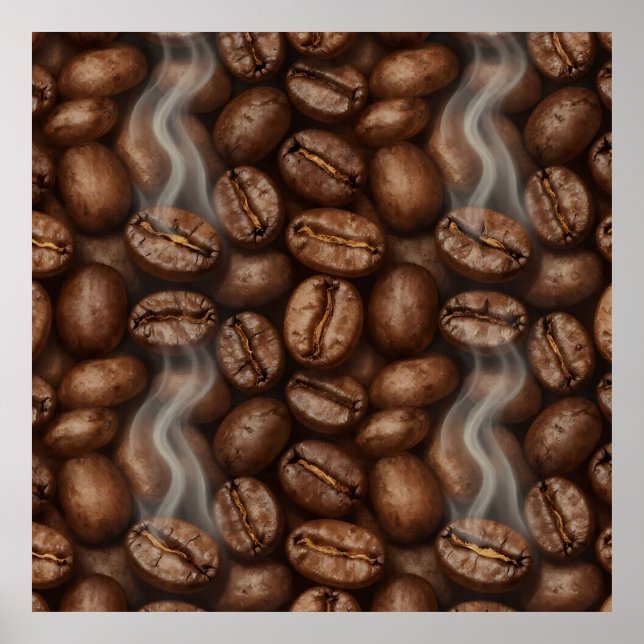 Póster Fresh Roasted Coffee Beans Steam Aroma (Frente)