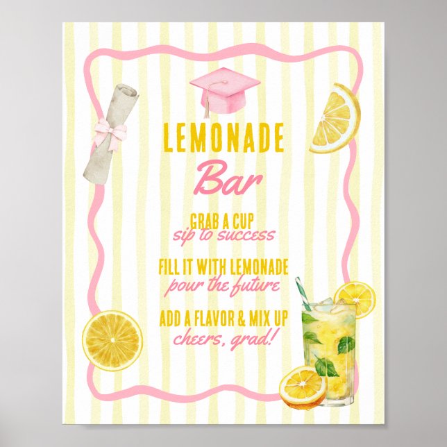 Póster Freshly Graduated Grad Party Lemonade Bar (Frente)
