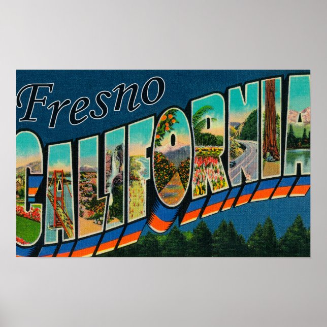 Póster Fresno, California - Escenas de letras grandes 2 (Frente)