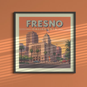 Póster Fresno California Vintage