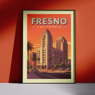 Póster Fresno California Vintage