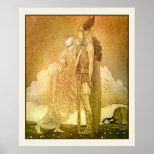 Póster Freyja y Svipdag por John Bauer 1911