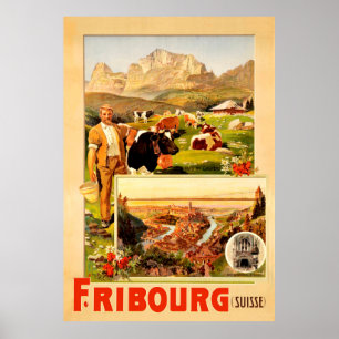 Póster Friburgo, la ciudad y sus alrededores, Suiza