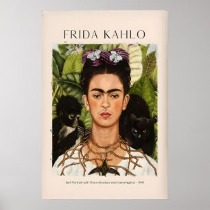 Póster Frida Kahlo Autorretrato con collar de espinas y