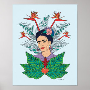 Póster Frida Kahlo   Aves de Paraíso Floral Gráfico