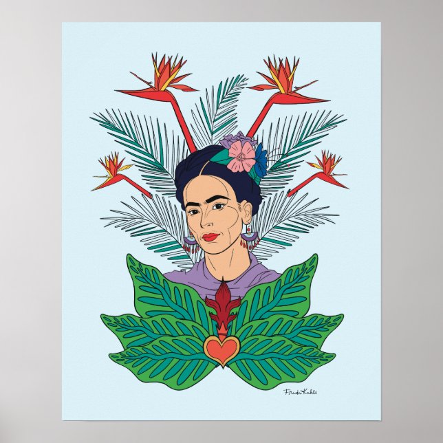 Póster Frida Kahlo | Aves de Paraíso Floral Gráfico (Frente)