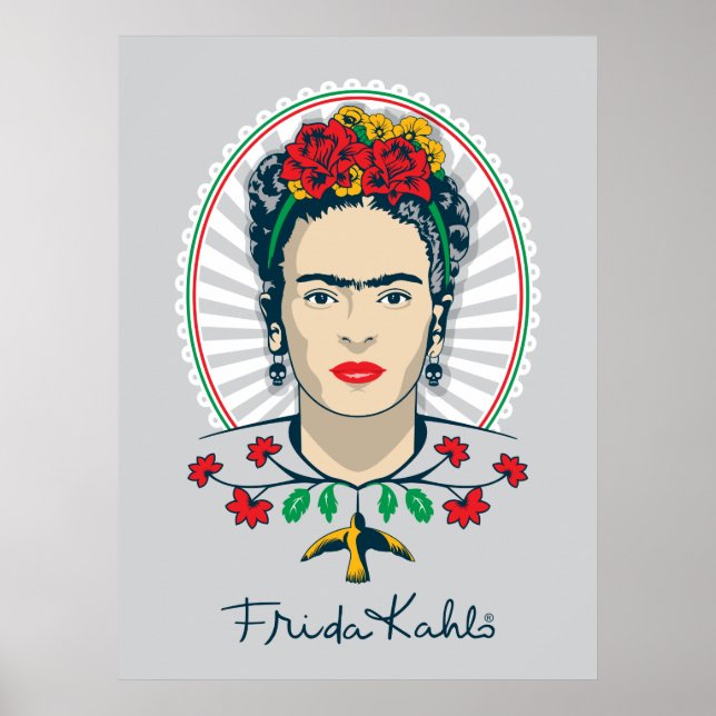 Póster Frida Kahlo | Floral de época (Frente)
