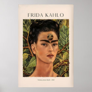 Póster Frida Kahlo pensando en la muerte autorretrato