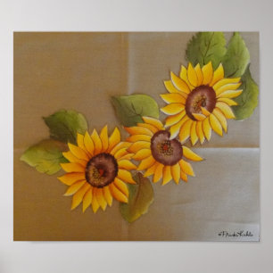 Póster Frida Kahlo Pintado de girasoles