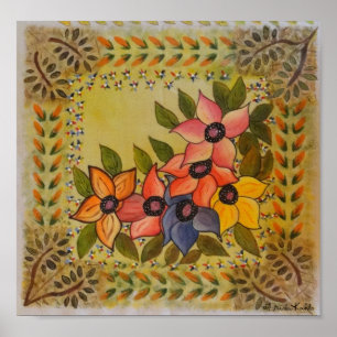 Póster Frida Kahlo Pintó Flores