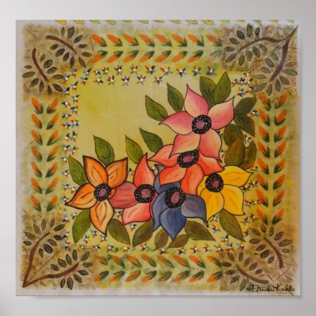 Póster Frida Kahlo Pintó Flores (Frente)