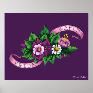 Póster Frida Kahlo Purple Floral Bouquet