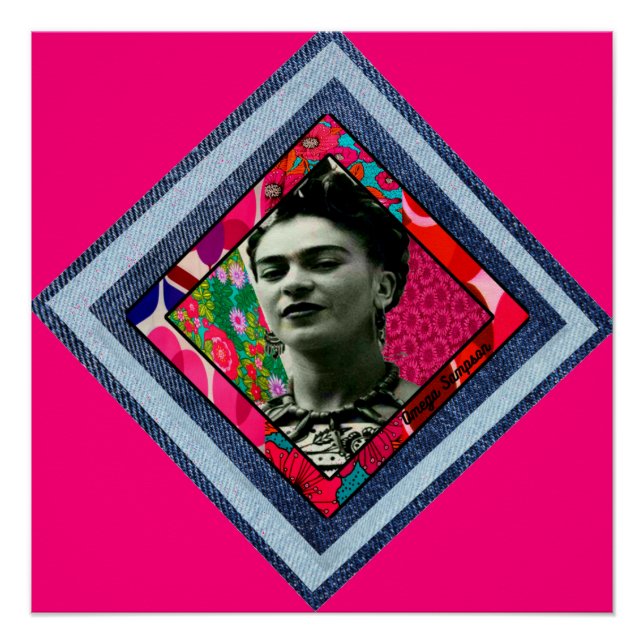 Póster Frida Kahlo Retro Denim Diamond (Anverso)