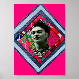 Póster Frida Kahlo Retro Denim Diamond