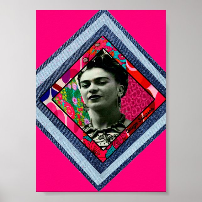 Póster Frida Kahlo Retro Denim Diamond (Frente)