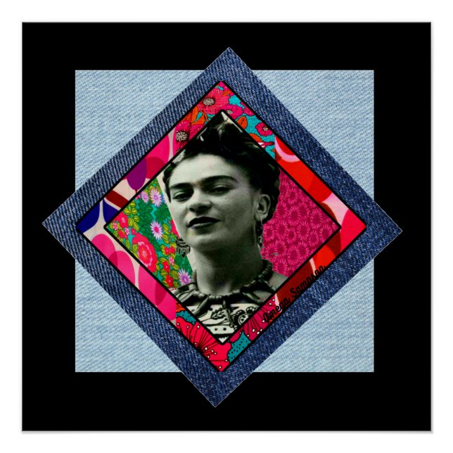 Póster Frida Kahlo Retro Pink Denim (Anverso)