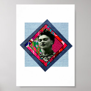 Póster Frida Kahlo Retro Pink Denim