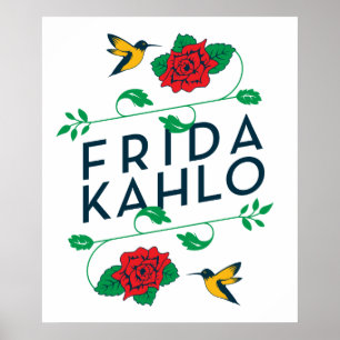 Póster Frida Kahlo   Tipografía floral