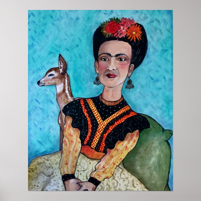 Póster Frida Kahlo y Fawn Deer (Frente)