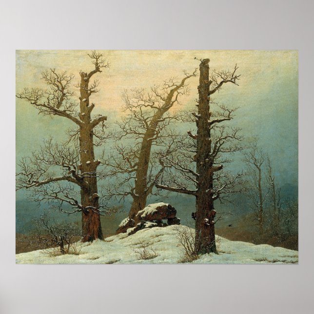 Póster Friedrich - Cairn en la nieve (Frente)