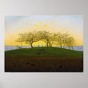 Póster Friedrich - Colina y campo arado cerca de Dresde