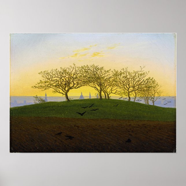 Póster Friedrich - Colina Y Campo De Flor Cerca De Dresde (Frente)